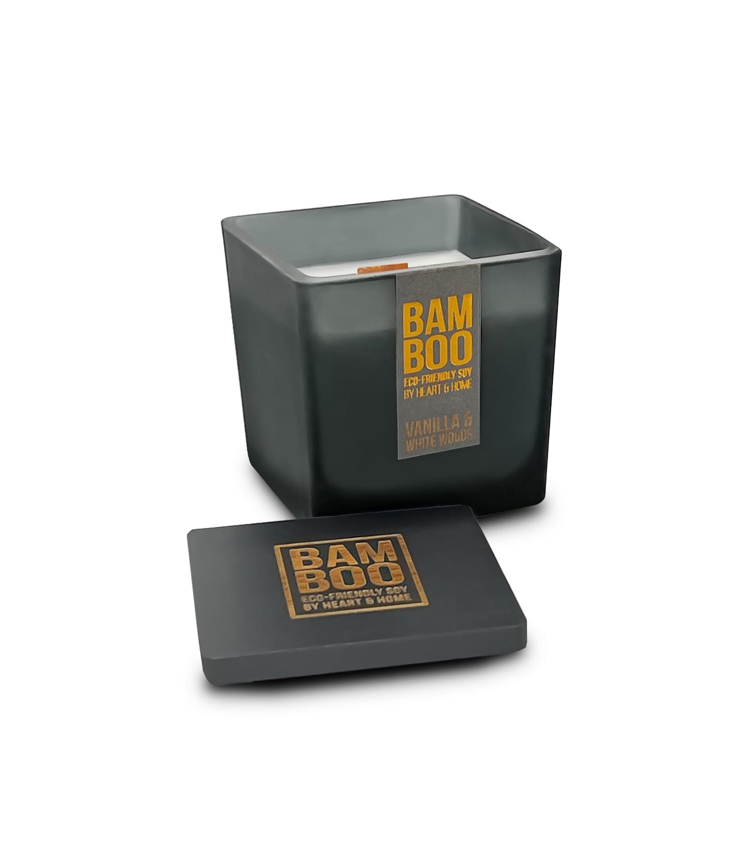 Bamboo Vanilla & White Woods Small Soy Candle - 20 Hours Burn - Crackling Wick