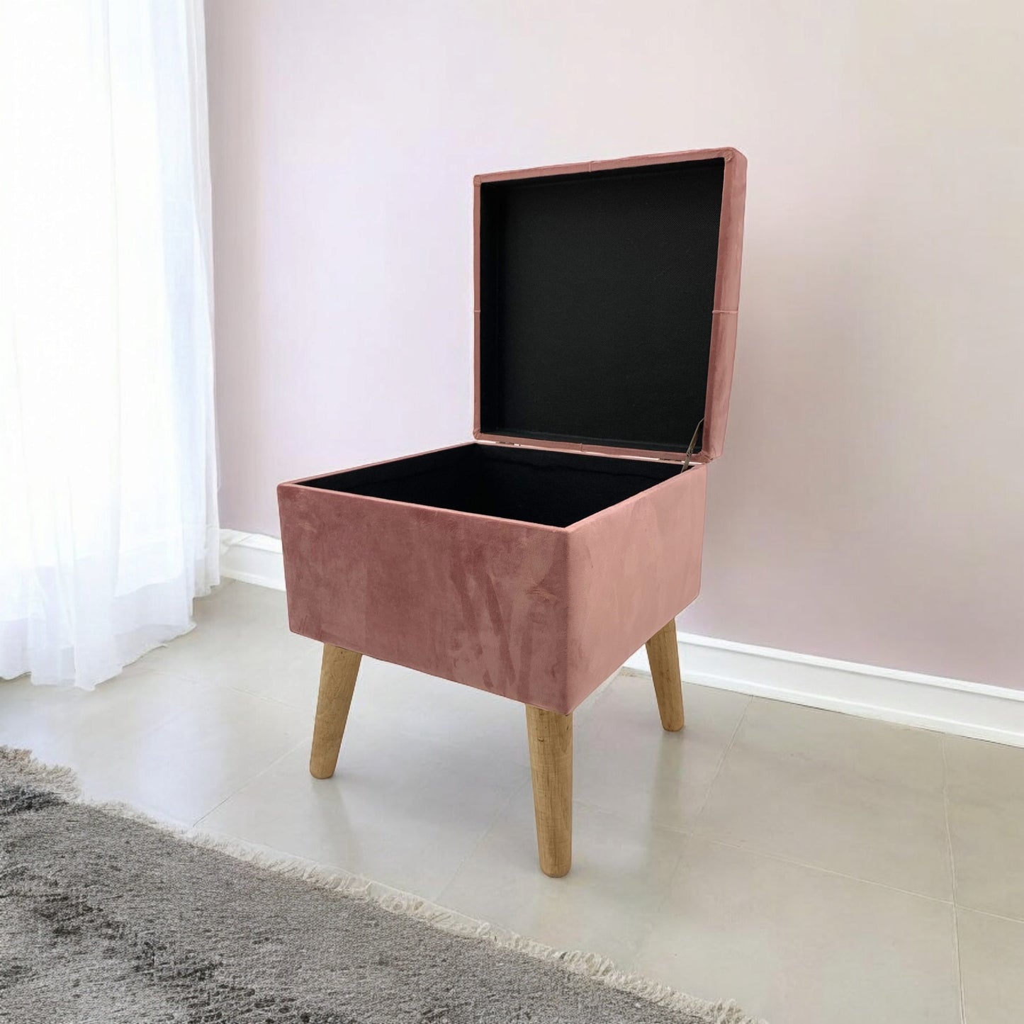 PINK WOODEN TRUNK L33 x W33 x H42 cm