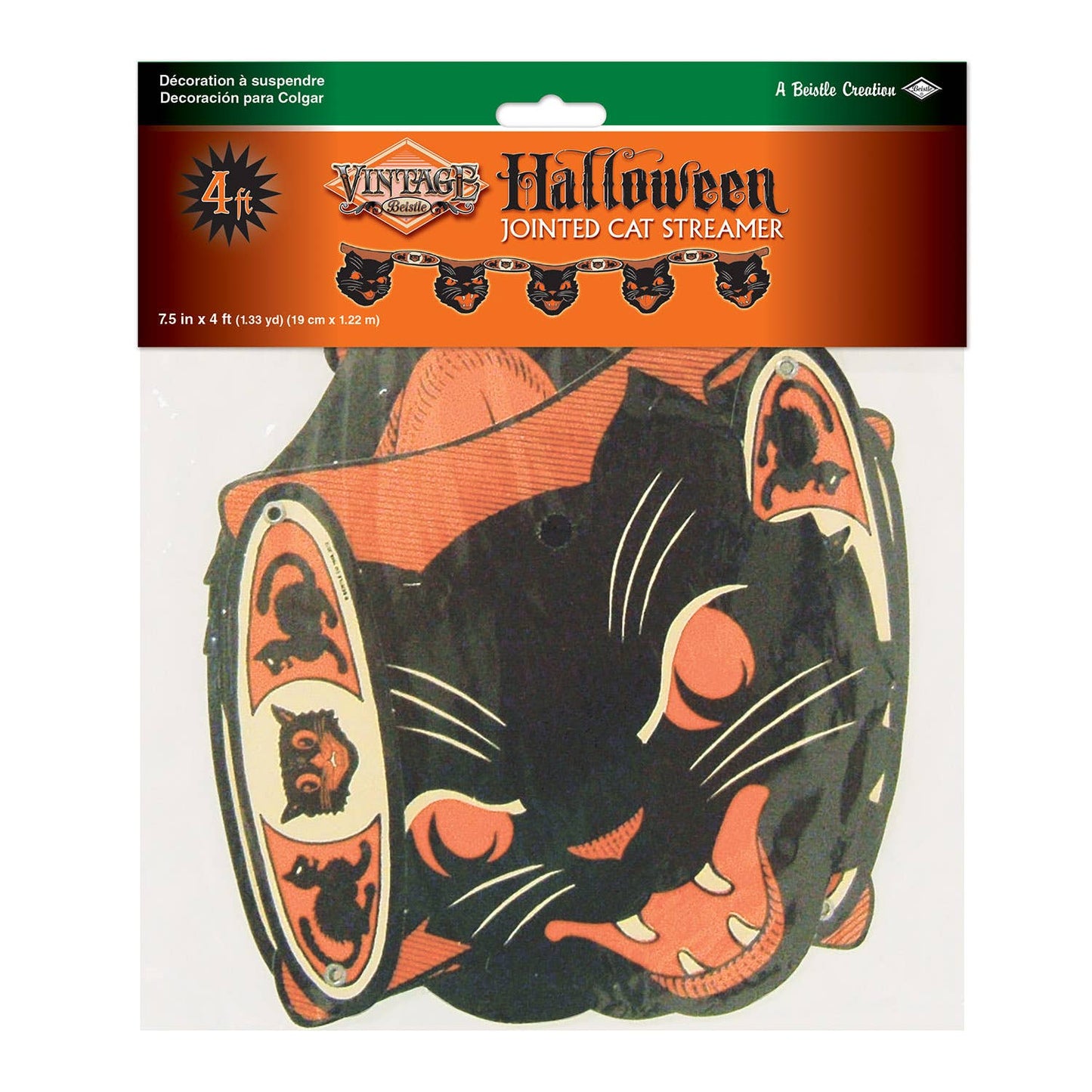 Vintage Halloween Jointed Cat Streamer by Beistle-1