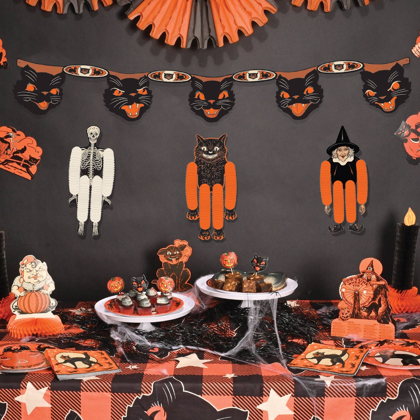 Vintage Halloween Jointed Cat Streamer by Beistle-2