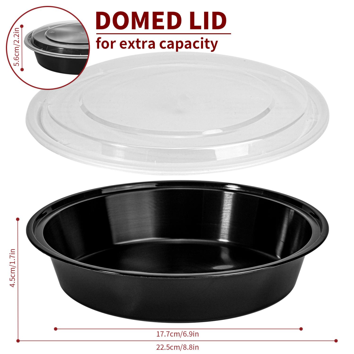 VINSANI ROUND 1 COMPARTMENT MEAL PREP CONTAINERS 1010426 X 2
