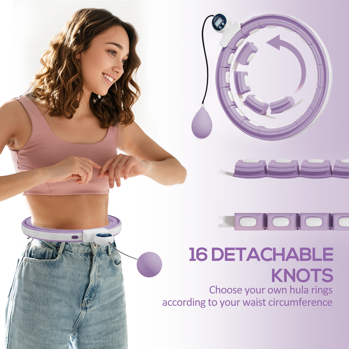 360° Weighted Hula Hoop with Massage Ball & Digital Tracker - Get Fit Now!