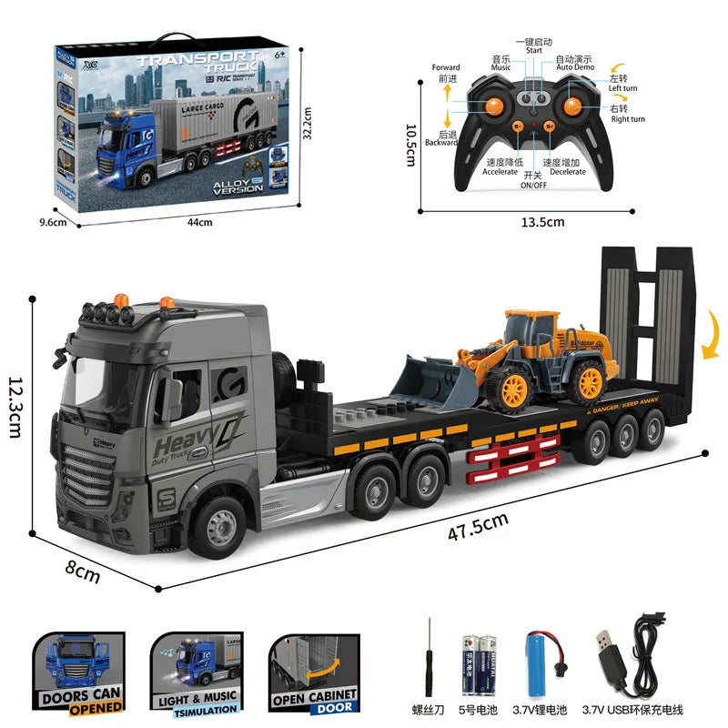 Remote-Controlled Double-Decker Truck with Music & Opening Doors-2