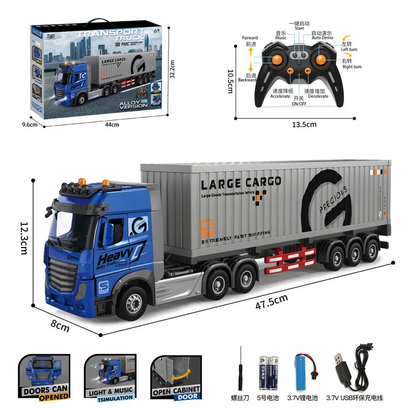 Remote-Controlled Double-Decker Truck with Music & Opening Doors-3
