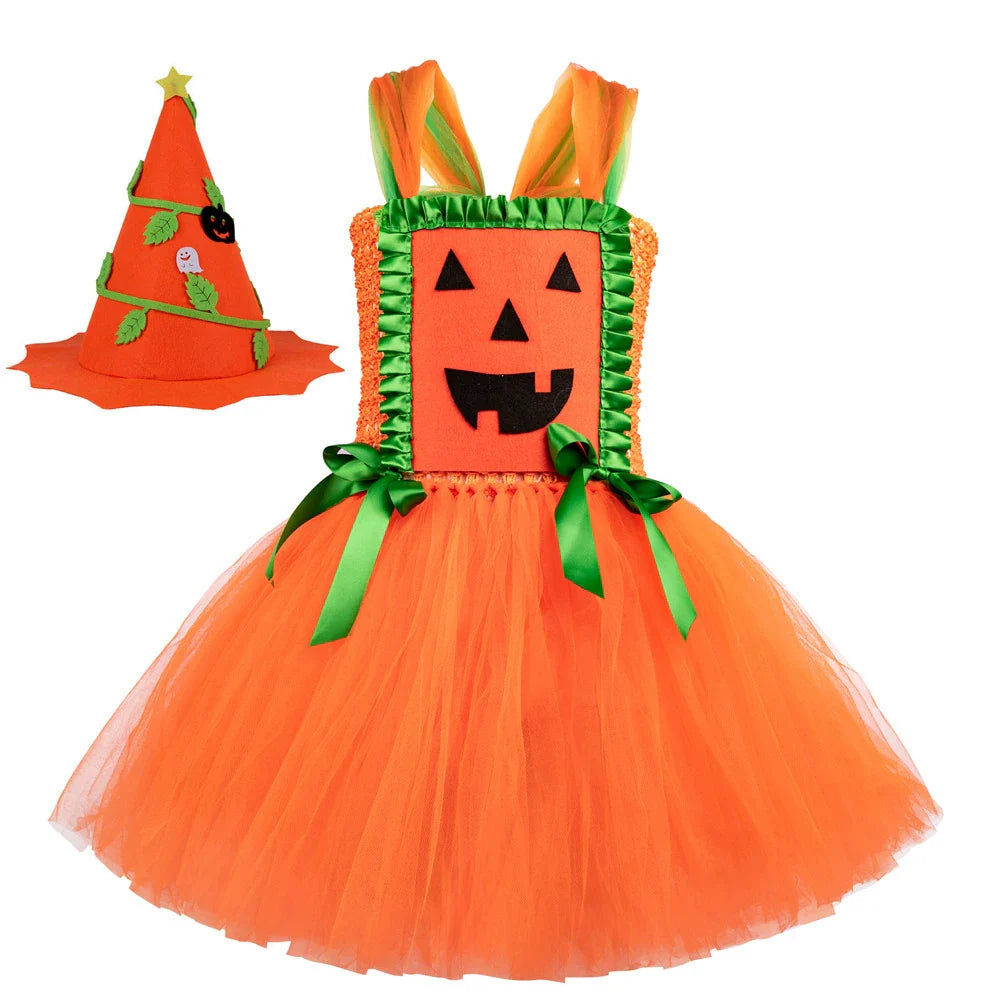Halloween Witch Costume Set Dress with Hat-4
