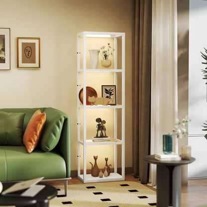 Versatile LED Floor Lamp with Display Shelves & Adjustable Brightness