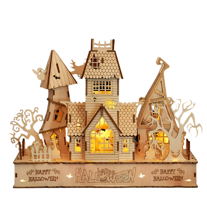 3D Wooden Halloween House Puzzle-0
