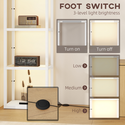 Versatile LED Floor Lamp with Display Shelves & Adjustable Brightness