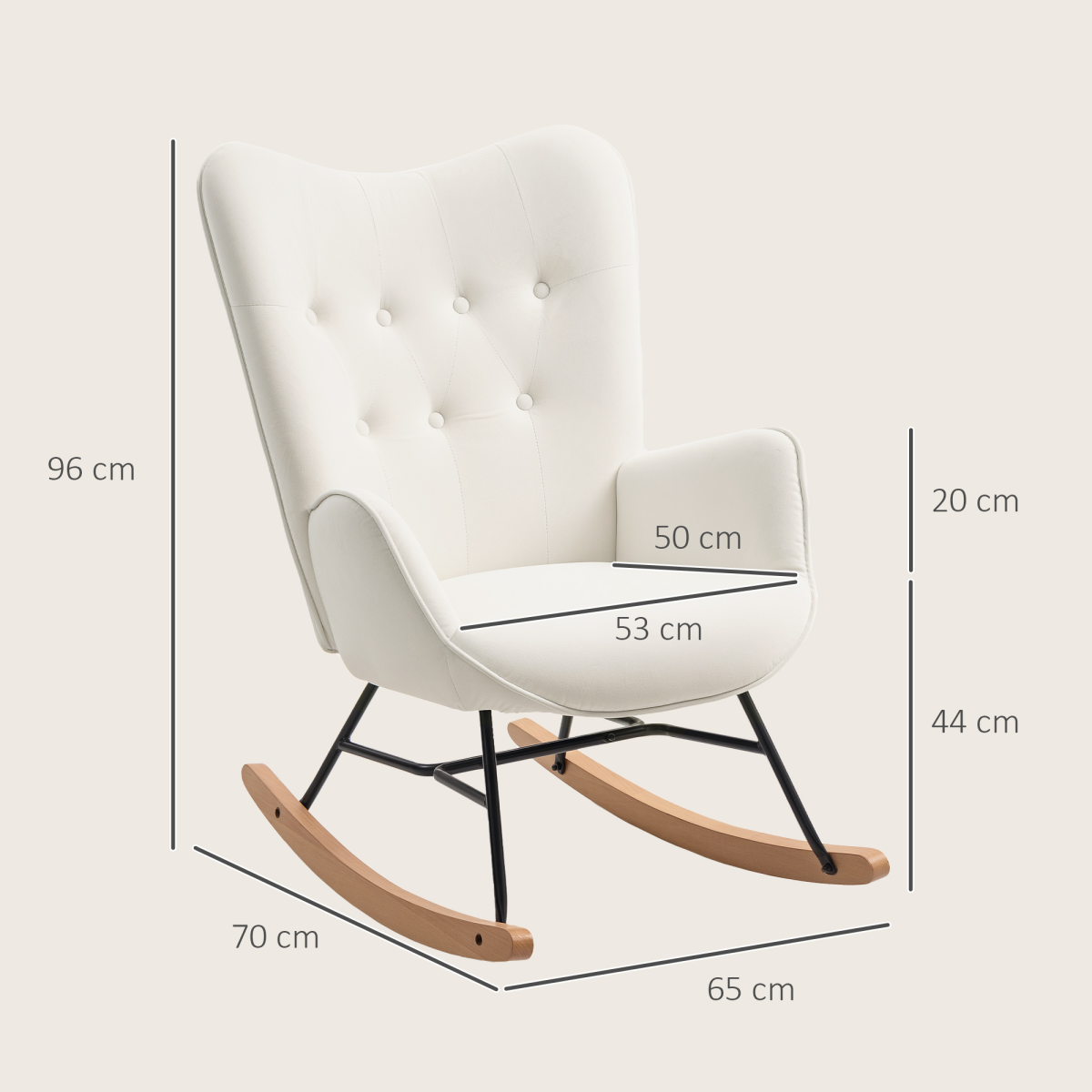 Cozy Cream Velvet Rocking Chair - Gentle Motion & Supreme Comfort