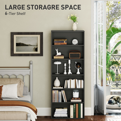 Elegant Black Bookcase Cabinet with Adjustable Shelves & Safety Features