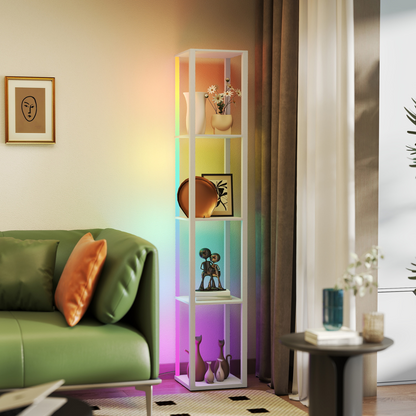 Elevate Your Space: Stylish White Bathroom Storage Cabinet with RGB Lighting