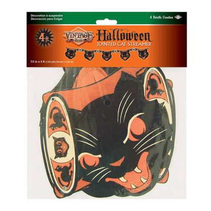 Vintage Halloween Jointed Cat Streamer by Beistle-1