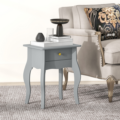 Stylish Grey Rattan Coffee Table with Drawer - Elegant French Design