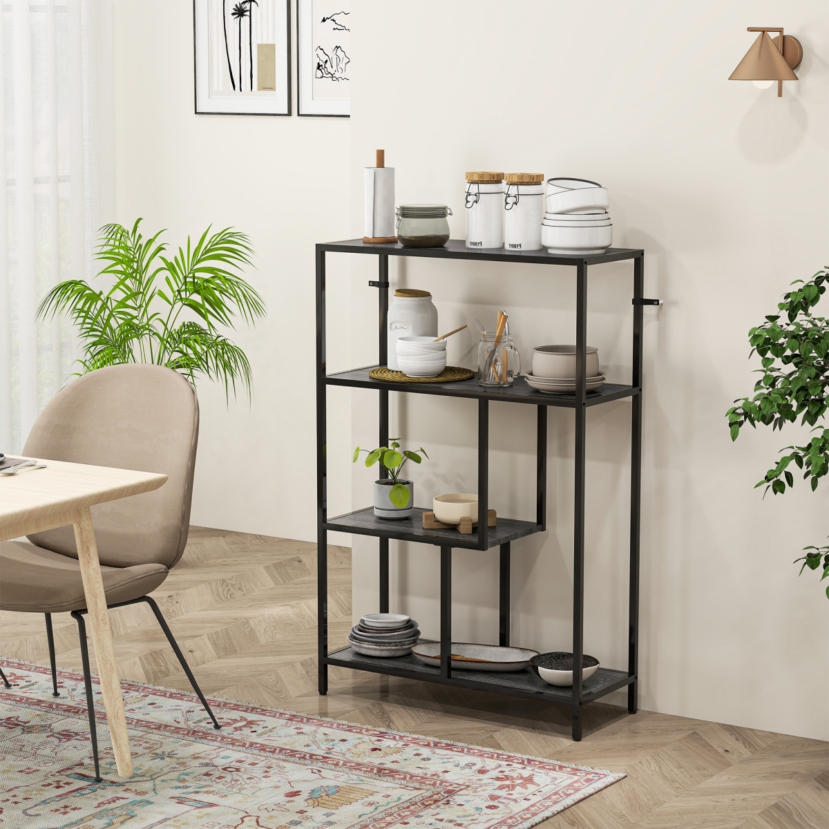 Stylish 4-Tier Storage Cabinet - Modern Bookshelf for Home & Office