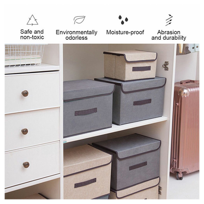 2 IN 1 Foldable Square Fabric Canvas Storage Boxes Portable Drawer With Lid UK
