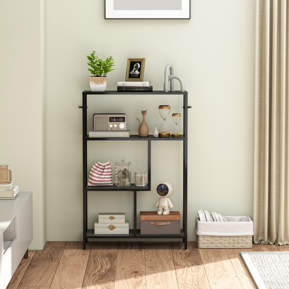 Stylish 4-Tier Storage Cabinet - Modern Bookshelf for Home & Office