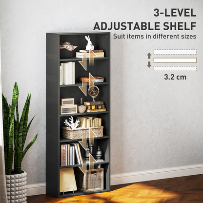 Elegant Black Bookcase Cabinet with Adjustable Shelves & Safety Features