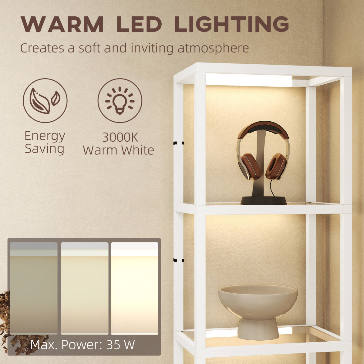 Versatile LED Floor Lamp with Display Shelves & Adjustable Brightness