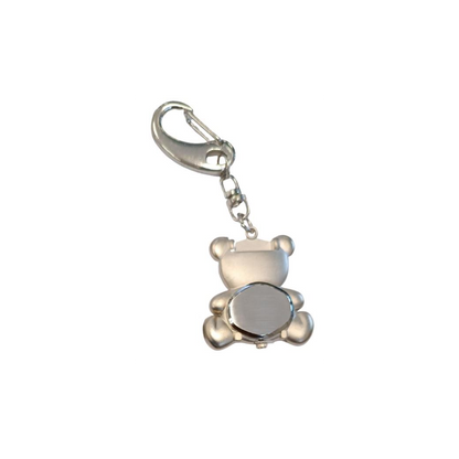 Imperial Key Chain Clock Teddy Silver IMP720- CLEARANCE NEEDS RE-BATTERY