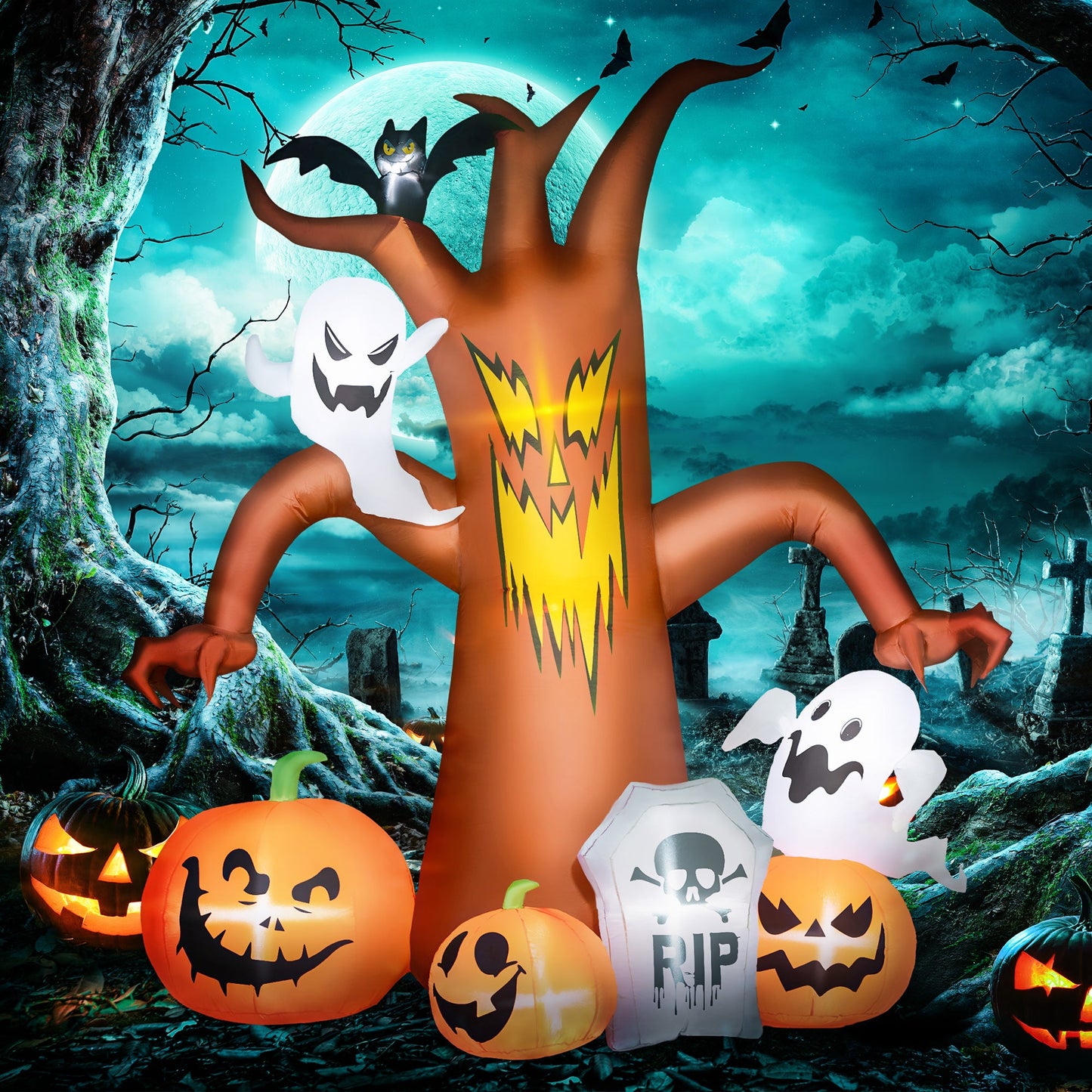 7.9ft Light-Up Halloween Tree Inflatable-1