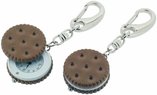 Imperial Key Chain Clock Sandwich Biscuit Silver IMP735- CLEARANCE NEEDS RE-BATTERY