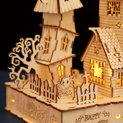3D Wooden Halloween House Puzzle-3