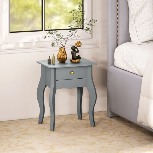 Stylish Grey Rattan Coffee Table with Drawer - Elegant French Design