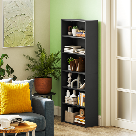 Elegant Black Bookcase Cabinet with Adjustable Shelves & Safety Features