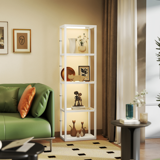 Versatile LED Floor Lamp with Display Shelves & Adjustable Brightness